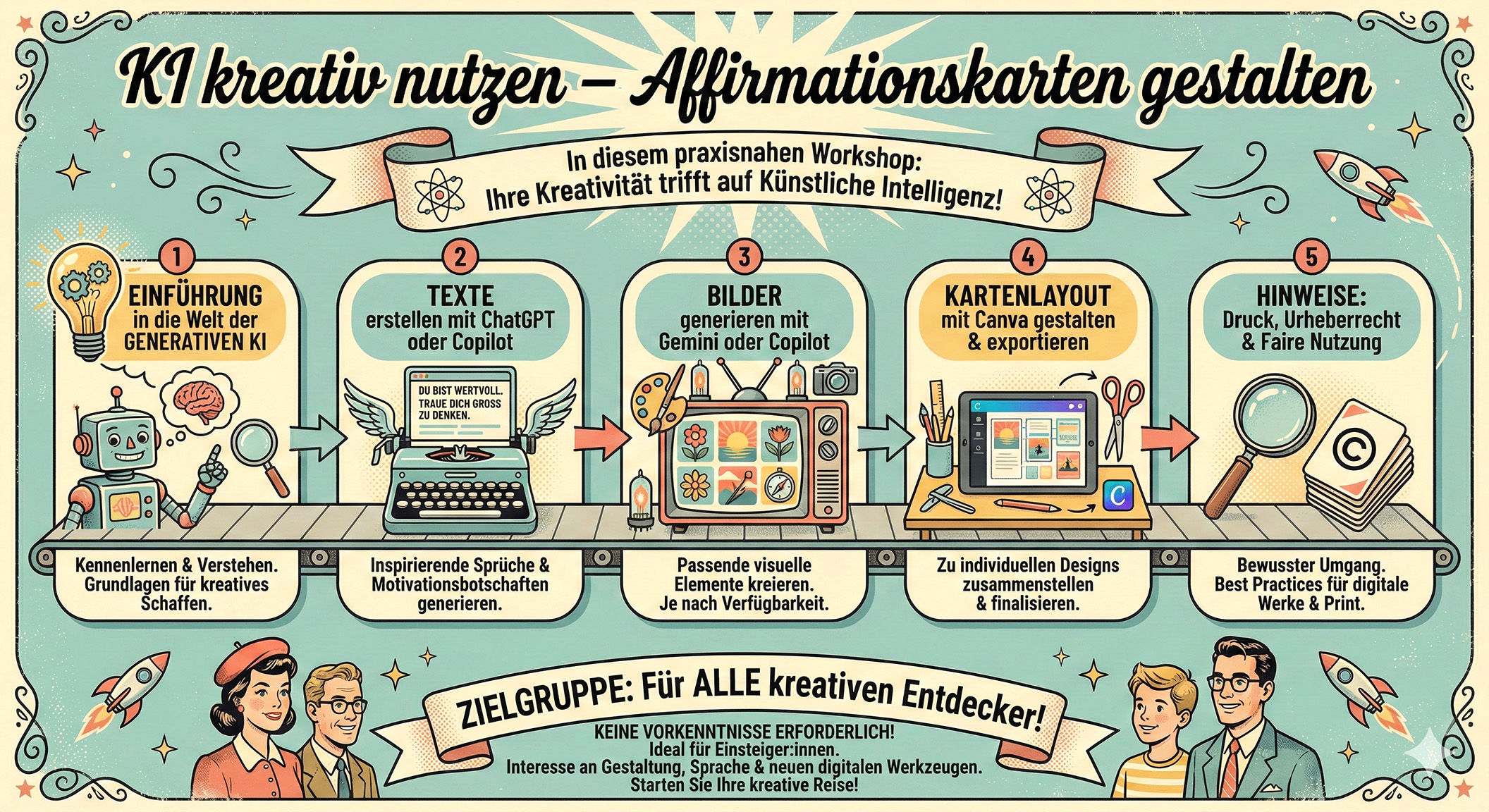 Infografik KI kreativ nutzen - Affirmationskarten gestalten
